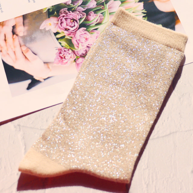 Women Cotton Glitter Socks