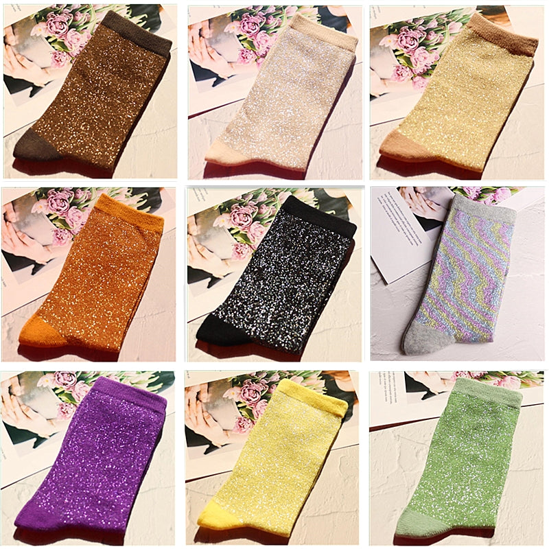 Women Cotton Glitter Socks