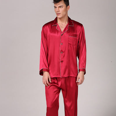 Men Long Two Piece Satin Pajama Sets