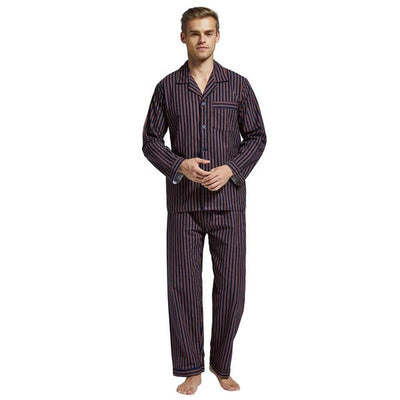 Men Cotton Full Length Collarded  Pajama Set