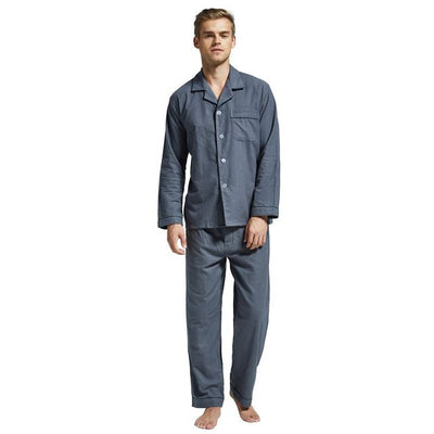 Men Cotton Full Length Collarded  Pajama Set